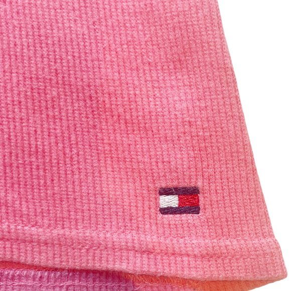 Tommy Hilfiger Pink Ribbed V Neck Lace T-Shirt Sz L - Picture 6 of 9